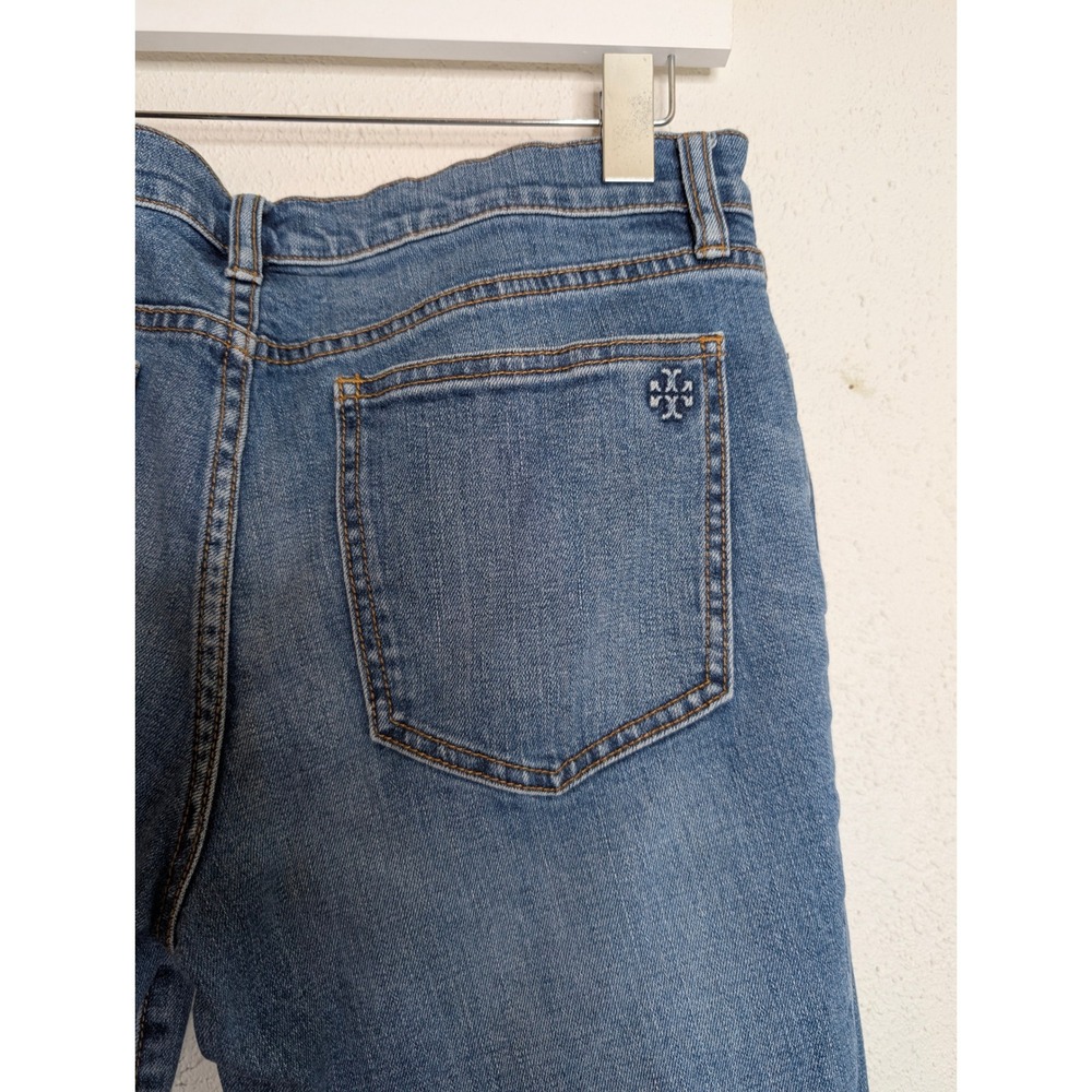 Tory Burch Womens Straight Leg Jeans Size 30 Blue Stretch Logo Casual Classic - Picture 6 of 9